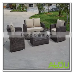Audu Black Rattan Garden Sofa thumbnail-1