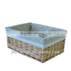 Cheap Willow Sundries Storage Basket With Liner thumbnail-1