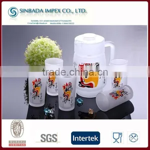 7pcs Drinking Glass Set With Chinese Style Design,glass Jug With 6 Glass,glass Water Jug Set thumbnail-1