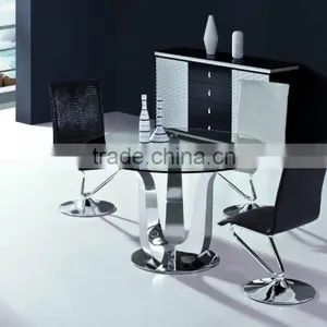 TH704 Modern Round Glass Kitchen Table Prices Stainless Steel Kitchen Table thumbnail-2