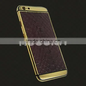 For Iphone6 Leather Gold Plated Housing, Gold Housing With Groove Stick Leather Housing for Iphone6 thumbnail-3