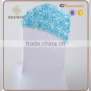 Cheap Wedding Banquet Rosette Chair Head Cover Ruffle Chair Sash thumbnail-3
