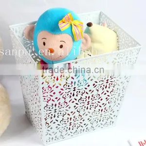 New Design White Metal Engraving Storage Basket/Stationery Basket/Sundry Storage Basket thumbnail-1