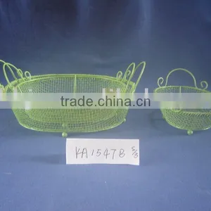 Green Egg Shaped Wire Net Egg Basket With Ear Handle thumbnail-1