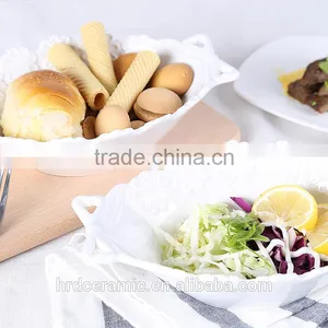 Wholesale 600ml Cheap Customized White Ceramic Baking Sala Bowl thumbnail-1