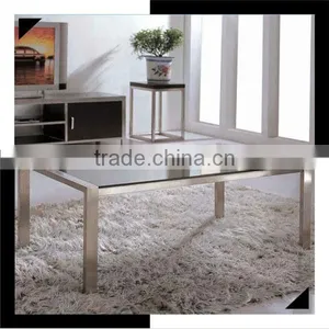 Simple Style Stainless Steel Base Glass Top Coffee Table C8016 thumbnail-1