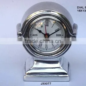 Two Half Circle Style Table Clock in Mirror Polish Finish and Also Available in Nickel Plating thumbnail-1