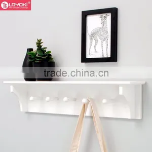 Wooden Wall Shelf With Coat Hooks for Indoor Room Wall Decoration Wall Floating Shelf With Wooden Clothes Pegs thumbnail-4