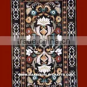 Natural Black Marble Stone Inlay Table Top thumbnail-1