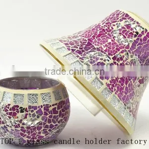 Purple Mosaic Candle Holder Cheap Wedding Decor thumbnail-2