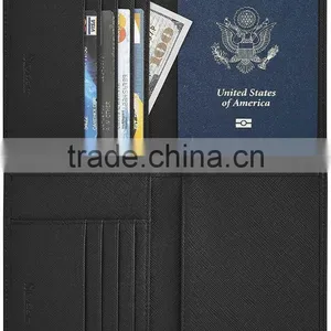 Leather Travel Wallet RFID Blocking Passport Cover of Crosshatch thumbnail-2
