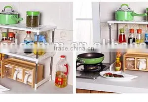 Kitchen Telescopic Plastic Sink Storage Shelf Rack/stainless Steel Kitchen Storage Rack thumbnail-3