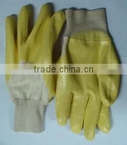 Light Yellow Nitrile, Open Back, Interlock Line, Knit Wrist Glove thumbnail-1