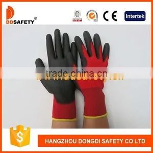 DDSAFETY Wholesale Cheap 13 Gauge Red Nylon Liner PU Gloves thumbnail-1