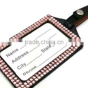 High Quality Promotion Gift PU Leather Badge Holder With Crystal Gem Decoration thumbnail-4