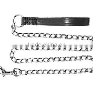 Durable Dog Choke Chain Pet Leash With Leather Leash,High Quality Dog Leash Choke Chain And Metal Chain Pet Leash thumbnail-2