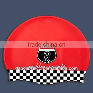 2014 Fashion Colors Printed Silicone Swimming Caps, Promotion Swim Cap, Kids Swim Cap thumbnail-1