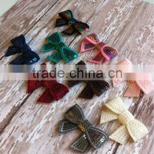 CF0373 Fashion Beautiful Handmade Cheap Wholesale Sequin Bow Applique for Dress thumbnail-1
