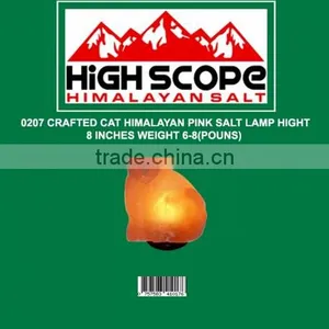 HIMALAYAN PINK CRYSTAL ROCK SALT LAMP CAT SHAPE thumbnail-1