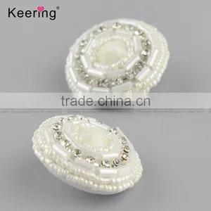 Wholesale Custom White Beaded Rhinestone Buttons for Clothing WBKA-294 thumbnail-3