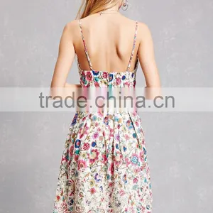 China Guangzhou Clothing OEM V-neck Sleeveless On-seam Pockets Scalloped Pocket Women Dress thumbnail-3