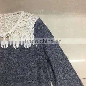 Clearance Sale Womencotton French Terry Lace T-shirt thumbnail-4