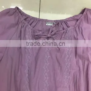 Women 100%cotton Middle Sleeve Purple T-shirt Garment Stock Lot thumbnail-4
