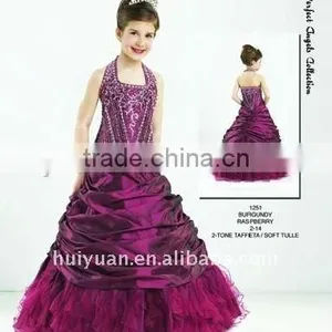 Embroidery Beads Dark Purple Kids Dress thumbnail-1