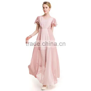 Maxnegio Fashion Pink Maxi Patchwork Chiffon Eveing Dress With Ruffle Women Dress thumbnail-3