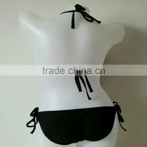 Lady Solid Black Tassels Swimwear One Piece thumbnail-4