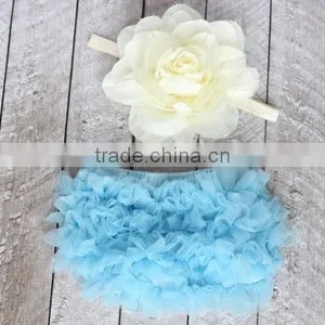 Baby Underwear Chiffon Fabric Ruffle Bloomers Match Same Color Hair Accessories thumbnail-4