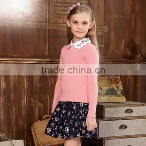 S32489W Brand Kids Knitwear Girls Sweaters Fashion Embroidery Lapels Cute Sweater thumbnail-2