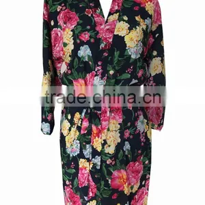 Floral Robes Breathable Cotton Short Keen Length Floral Bridesmaid Robe FR0001 thumbnail-1
