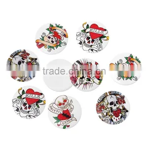 Wood Cabochon Round At Random Skull Halloween Pattern 30.0mm, 50 PCs thumbnail-1