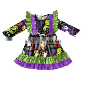 Halloween Top and Pants Ruffle Outfit for Kids Pumpkin Baby Halloween Sets Kids Halloween Outfits thumbnail-6