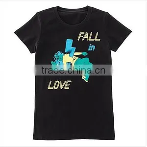 China Clothing Manufacturer O Neck Short Sleeve Printed T-Shirts,Top Printing Black T-shirts O Neck for Women thumbnail-2