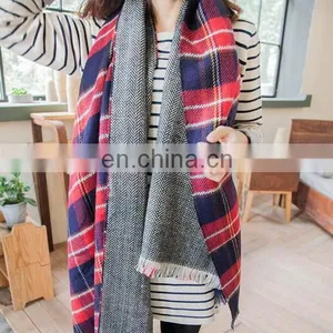 Plaid Cross Mixed Colors Women Winter Warmers Accessaries Woolen Scarves Shawls Women Fashion Scarves thumbnail-2