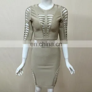 Irisfox L1147 2017 Fashion Womens Bandage Dress Two Piece Set for Winter thumbnail-1