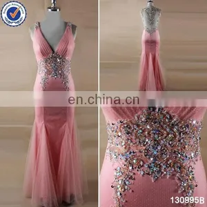 Factory Directly Supply Sexy V Neck Mermaid Long White Prom Dress thumbnail-2