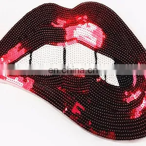 Embroidered Patches Lip / Lipstick Iron On Patch Sewing On Sequins thumbnail-2