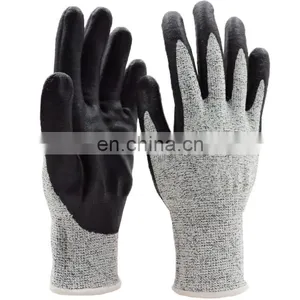 13 Gauge EN388 Glass Microfiber Grey HPPE Liner With Black Nitrile Safety Working Cut Resistant Gloves thumbnail-1