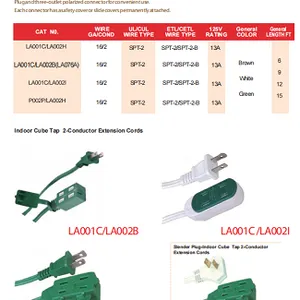 NEMA1-15P/NEMA1-15R 13A Indoor Extension Cords thumbnail-1