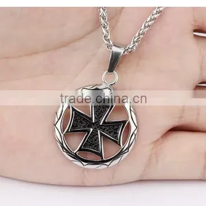 Circle the Cross Pendant Men's Titanium Steel Casting Necklace Gold Silver Color Promotion Gift thumbnail-4