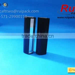 Black Round Lipstick Tube With Mirror, Metal Shiny Gold Lip Balm Tube With Big Cover thumbnail-2