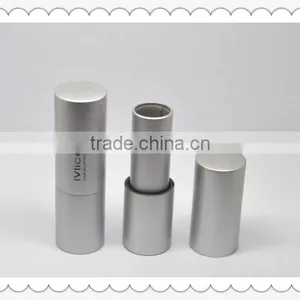 High Quality Matte Silver Magnet Round Metal Lipstick Tube thumbnail-1