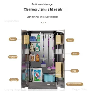 Premium Stainless Steel Janitorial Cabinet-Moisture-Proof | Rust-Resistant Tall Utility Storage for Food Service/Industrial Use thumbnail-4