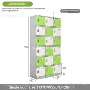Staff Lockers PC-SL6543 | Waterproof ABS Plastic Storage Cabinet With Internal Storage Basket and Adjustable Shelves H1940mm for Office Break Room thumbnail-3