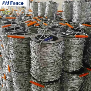 Wholesale BWG 12 14 16 18 Gauge 1000 N Double Strand Wire Fence Galvanized Barbed Wire Coil Concertina Wire for Sale thumbnail-4