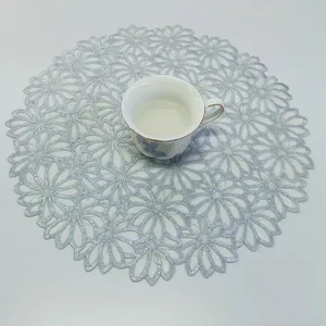 Round PVC Placemats Set of 6, 38CM Waterproof Heat Resistant Table Mats, Spring Color Easy Clean Dining Mats for Home Kitchen thumbnail-4