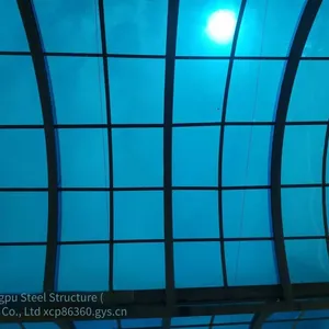 Pvdf Membrane Material Membrane Structure Canopy, Fabrication and Construction of 8+9 Tempered Laminated Glass Canopy at the Entrance and Exit of the Membrane Structure thumbnail-3